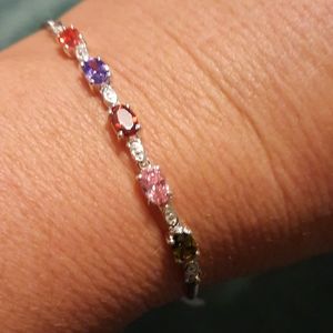 SALE. Multi Color Diamond Bolo Bracelet in Stainless Stl